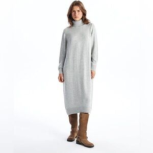 #265 FIRM 🌸Cozy Long Gray Turtleneck Sweater Dress